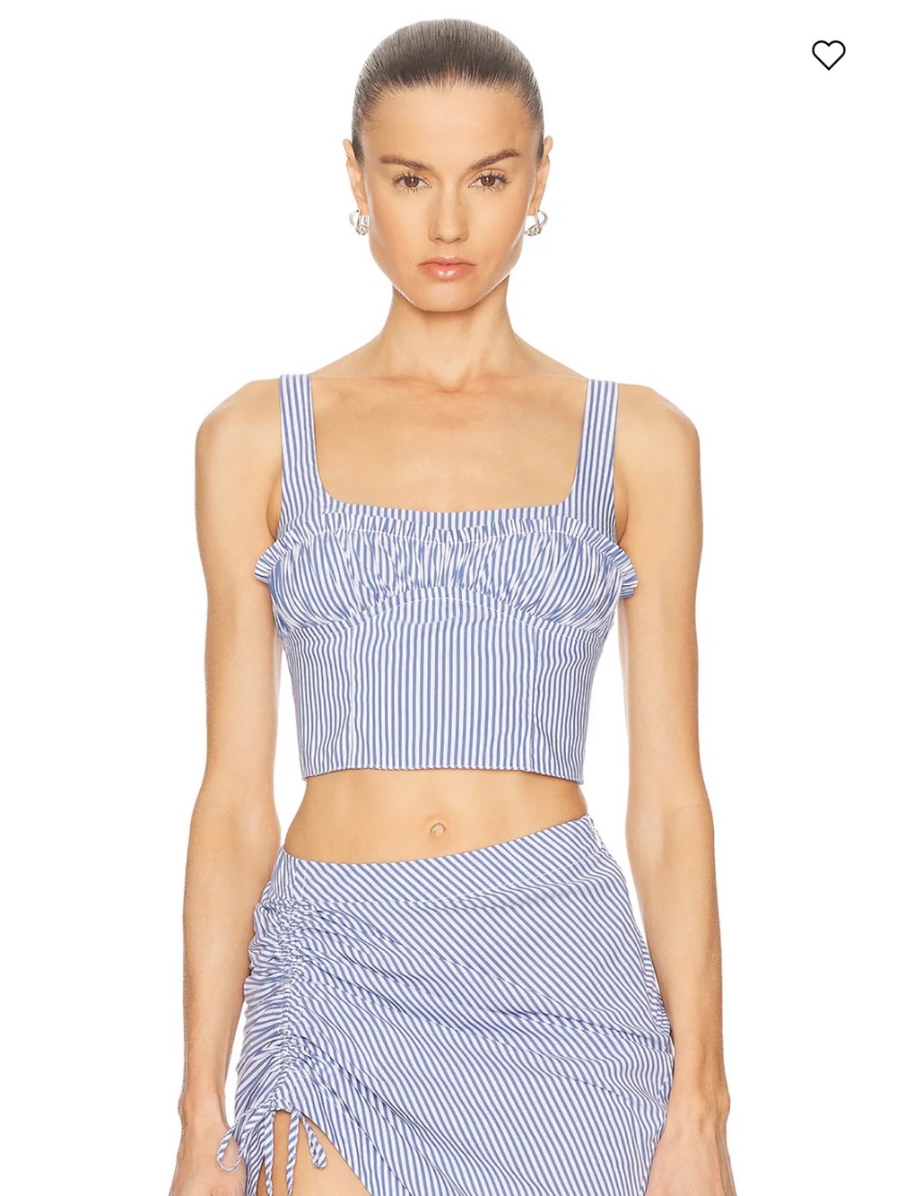 FLEUR DU MAL Poplin Bustier l Striped Blue & White Tank Top size 0 - Picture 3 of 12